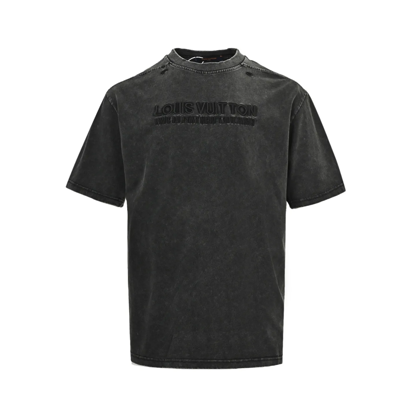 Louis Vuitton/Louis Vuitton 25ss embroidered letters washed distressed short sleeves